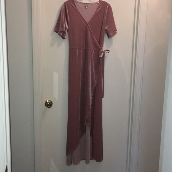PINK THREAD VELOUR WRAP AROUND DRESS - Picture 6 of 8
